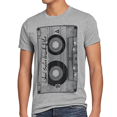 style3 DJ Casete Camiseta para Hombre T-Shirt Tape años 80 Cassette Foto, Talla:XL, Color:Gris Brezo