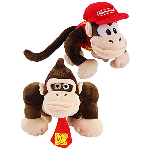 Super Mario de peluche de juguete 2pcs / lot 20-25cm Anime Super Mario Bros Monkey Donkey Kong Diddy Kong Peluches de peluche suaves Muñecas de dibujos animados Regalos de cumpleaños para niños