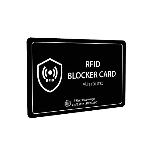 Tarjeta Bloqueo RFID - Inhibidor de Frecuencia – Incluye 2 Fundas Pasaporte RFID y NFC acreditadas por TÜV – Una Sola Tarjeta Protege Toda tu Cartera: Tarjetas de Crédito Débito DNI