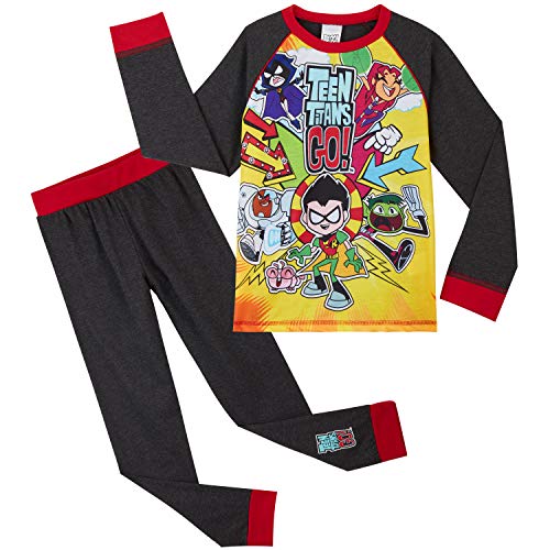 Teen Titans Go! Pijama para Niños Invierno, con Superhéroes Beast Boy Cyborg Starfire Robin Raven, Ropa de Dormir con Camiseta de Manga Larga, Regalo para Niños y Niñas 4-10 años (11-12 Años)