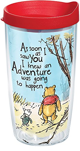 Tervis Disney 1269250 - Vaso aislado de Winnie The Pooh Adventure con envoltura y tapa roja, Tritan, transparente