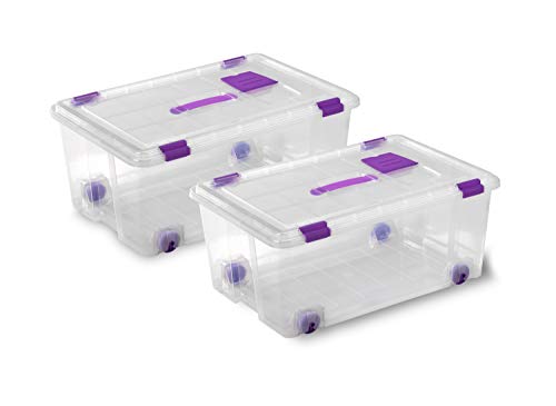 TODO HOGAR - Caja Plástico Almacenaje Grandes Multiusos con Asa y Ruedas - Medidas 585 x 390 x 250 - Capacidad de 42 litros (2)