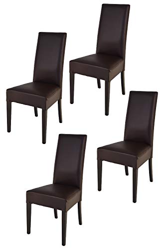 Tommychairs - Set 4 sillas Luisa para Cocina, Comedor, Bar y Restaurante, solida Estructura en Madera de Haya Color wengè y Asiento tapizado en Polipiel Color Moka