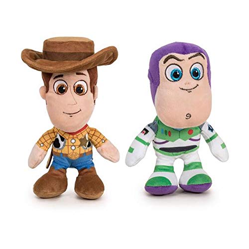 Toy Story - Pack 2 Peluches 7'78"/20cm Sheriff Woody, el Vaquero + Buzz Lightyear Calidad Super Soft