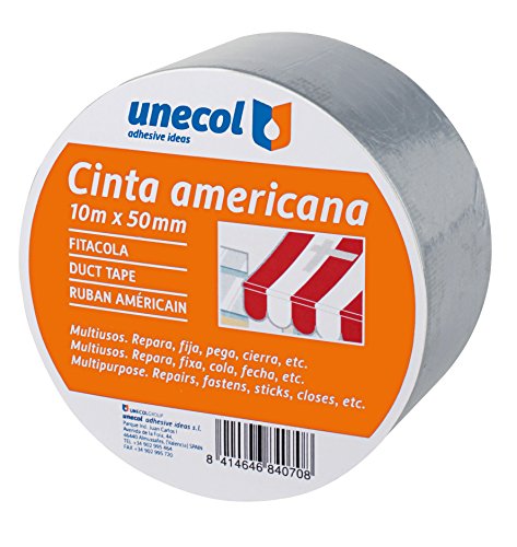 Unecol 8407 Cinta americana (rollo), Gris, 10 m x 50 mm
