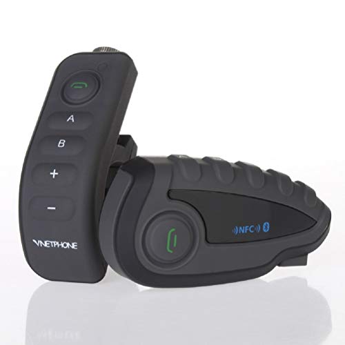 V8 Motorcycle Intercomunicador Bluetooth 3.0 con Handlebar Remote Controller/FM/NFC/ 5 Pasajeros Full Duplex Rango 1200m/Modo De Espera 240H/Sistema de Comunicación de Motocicleta