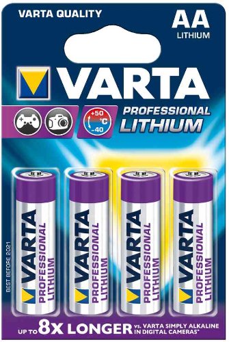 VARTA Blisters-Lote de 3 de 4 pilas de litio AA Mignon (AA) negro