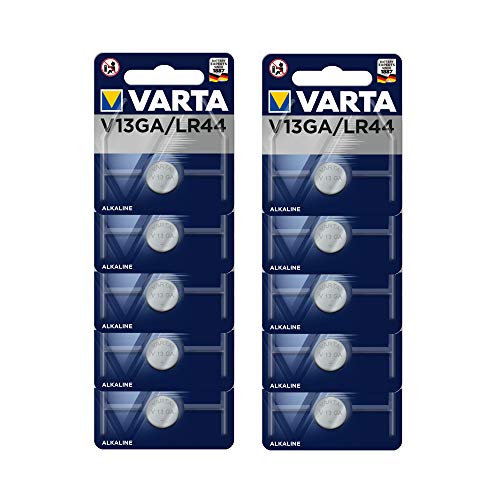 VARTA V13 GA / LR44 - Pack de 10 Pilas (Alcalina, 1.5V, 155 mAh)