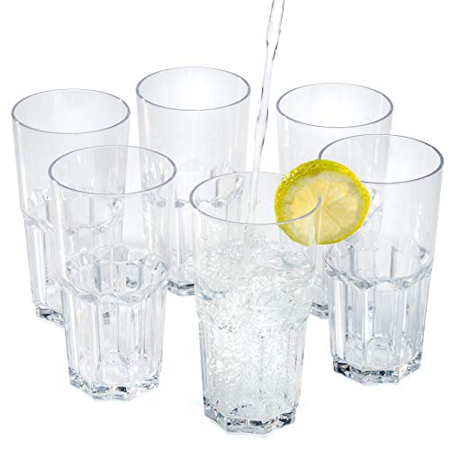 Vasos de agua zumo plástico duro reutilizables policarbonato cristal copas irrompibles 35 cl - Conjunto 6 Piezas