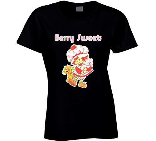 Vintage Strawberry Shortcake T-Shirt 1980's Retro Berry Sweet Strawberry Shortcake Tee Negro