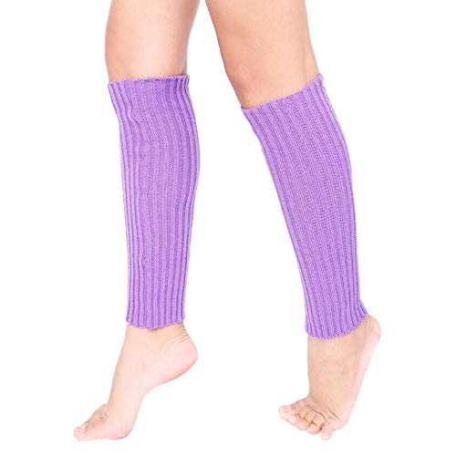 VJGOAL Moda casual para mujer Punto trenzado Mantener caliente Calentadores de la pierna Calcetines Cubierta de la bota Calcetines de la pierna(Un tamaño,Púrpura)