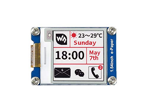 Waveshare 1.54Inch E-Paper Display Module(B) V2,200x200 Resolution 3.3v/5v E-Ink Electronic Screen with Embedded Controller,Red Black White Three-Color for Raspberry Pi/Jetson Nano/Arduino/STM32