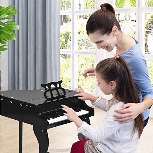XINRUIBO Piano de Madera para niños, Piano de bebé Piano de 30 Teclas Teclado de Piano con Taburete Kids 'Pianos Teclados Toy Grand Piano para niños para Regalos de Piano, Negro Piano Infantil