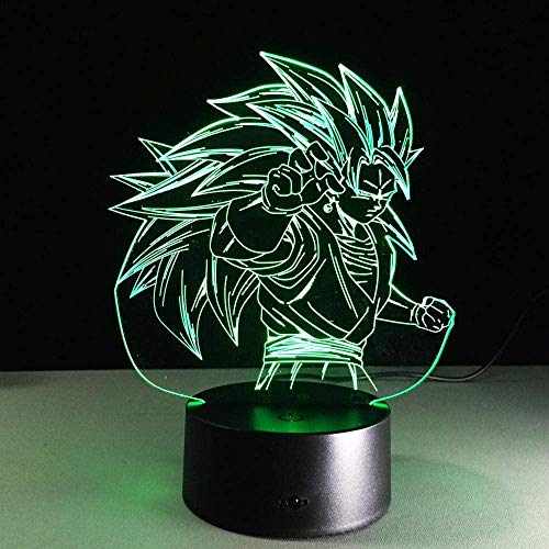 YOUPING Lámpara de ilusión 3D Led Luz de Noche Bola de Dragón Goku Figura para la Decoración de la Habitación de los Niños Lámpara de Mesa Fresca Regalo de Anime para Él Niños s Lámpara de Sueño