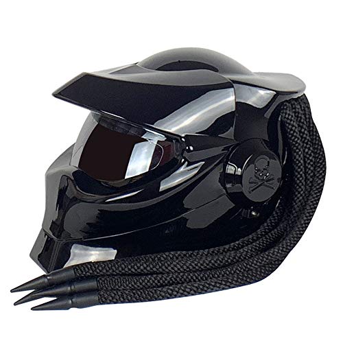 ZJRA Predator Helmet, Casco de Moto para descubridores de Motocicleta, Aprobado por Le Dot, Cabello Trenzado, Casco de Motocross para el Rostro Informal y Abierto, L59~60cm