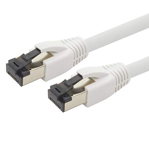 0,25m Cable de Red Cat 8 Cable CAT8 Blanco - 1 Pieza Cat.8 LAN 2000 MHz 40 Gbit s 40GBase-T Cable de conexión Ethernet Cable LSZH - 1 x 0,25m Blanco