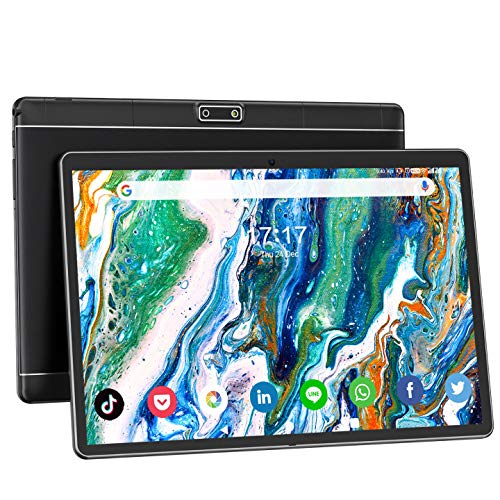 10 Pulgadas Tablet Doble SIM 3G Teléfono Llamada Tablets, Cuatro Nucleos Android 9.0 HD Pantalla táctil Tablet con 32GB ROM/128GB Expandir, 6000 mAh Batería, 5MP Cámara, WiFi, Bluetooth, GPS