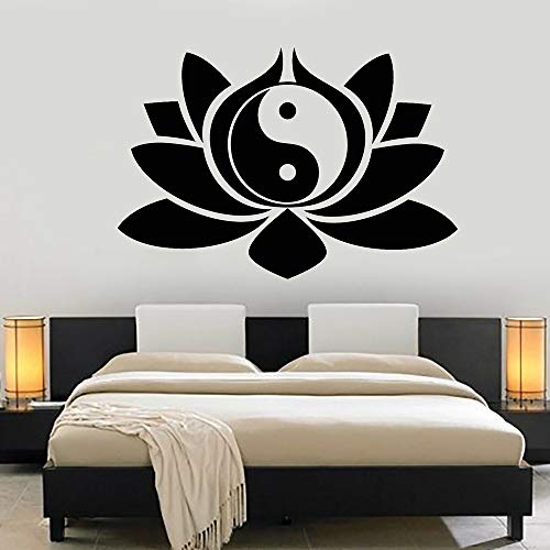 AGjDF Símbolo de calcomanía de Pared de Flor de Loto Yin Yang símbolo Sala de Yoga Budista calcomanía de Vinilo extraíble decoración del hogar sticker42x29cm