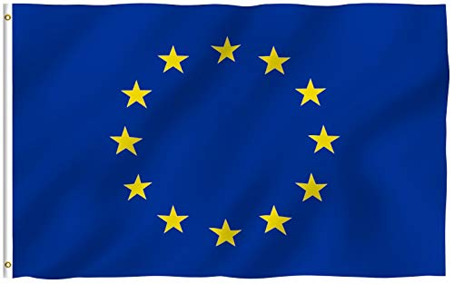 Anley Fly Breeze Bandera de la Unión Europea de 3x5 pies - Color vívido y Resistente a la decoloración UV - Encabezado de Lona y Doble Costura - Banderas de la UE Poliéster con Ojales de latón