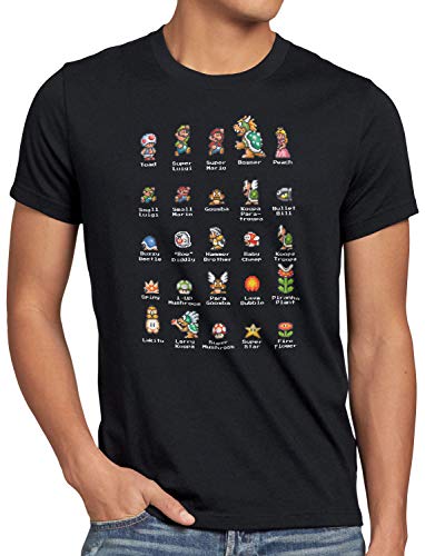 A.N.T. Mario Stars Camiseta para Hombre T-Shirt Switch NES SNES Gamer, Talla:M