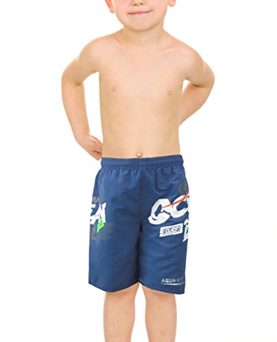 Aqua Speed® David Pantalones Cortos de natación para niños (7/8 años, 9/10 años, 11/12 años Bermudas Azul Negro + UP®-Llavero), Color:02 Colores/Azul;Tamaño:9/10A