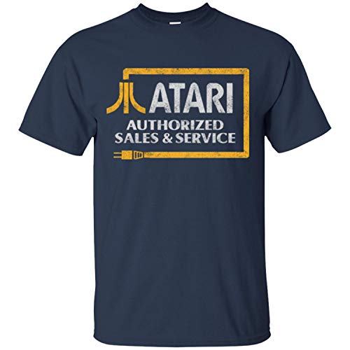 Atari, Retro, Distressed T-Shirt, Video Game, Console, 2600, 2800, Game Men's T-Shirt,Navy,6XL
