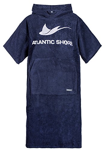 Atlantic Shore | Surfponcho (Unisex) * Albornoz de algodón de Primera Calidad ➤ Azul Oscuro ➤ Long