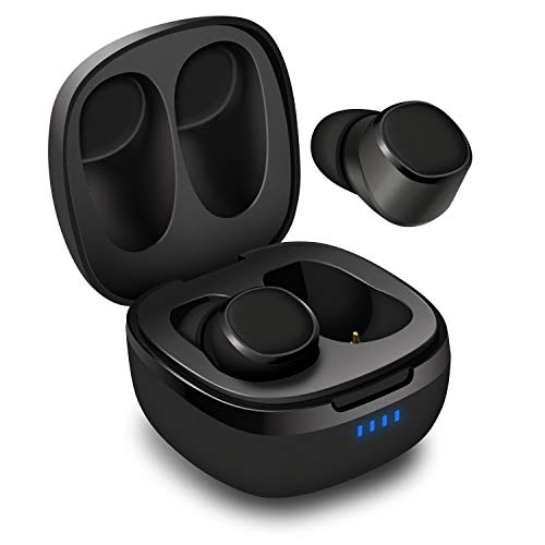 August EP800 TWS - Auriculares inalámbricos Bluetooth v5.0 (IPX6, Resistente al Agua/reducción de Ruido DSP con micrófono/25 Horas de reproducción/estéreo TWS Mini Auriculares