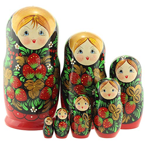 Azhna 7 piezas Souvenir Matryoshka Home Decor Collection Classic Style Nesting Doll Muñeca rusa pintada a mano 19 cm Muñeca apilable de madera (verde)