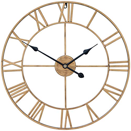 BAIDOLL Relojes De Pared Metal Grande 60 Cm, Reloj Estilo Retro Vintage Silencioso En Silencio con Números Romanos, para Sala Estar La Jardín Cocina