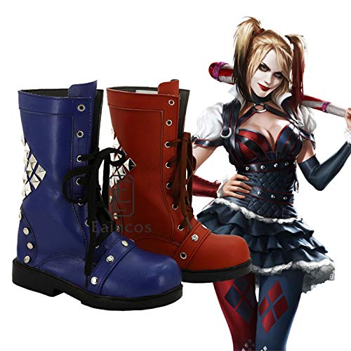 Batman: Arkham Knight Harley Quinn Cosplay Shoes Girls Halloween COS Boots Custom-made