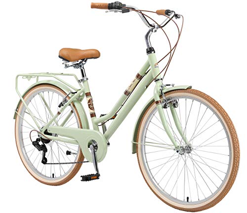 BIKESTAR Bicicleta de Paseo Aluminio Rueda de 26" Pulgadas | Bici de Cuidad Urbana 7 Velocidades Vintage para Mujeres | Menta
