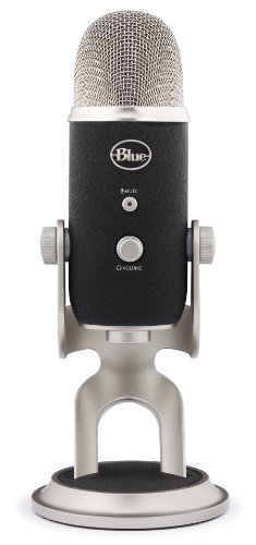 Blue Microphones Yeti - Micrófono USB para grabación y streaming en PC y Mac, 3 cápsulasde condensador, 4 patrones de captación, Salida de auriculares y control de volumen, Negro/Plateado