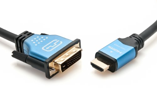 BlueRigger Cable de Alta Velocidad HDMI a DVI (0.9M/3Ft) Macho a Macho Cable Adaptador bi-direccional con contactos enchapados en Oro - (Negro, Azul)