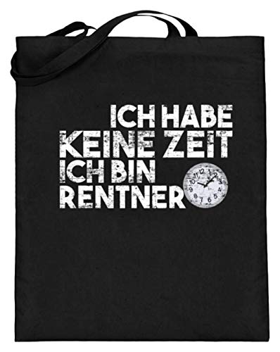 Bolsa de yute con asas largas, diseño con texto en alemán "Ich Habe Keine Zeit ich bin Pensionner", ideal para personas activas en jubilación, color Negro, talla 38cm-42cm