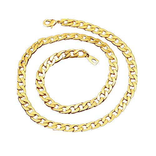 BoomYou - Cadena de imitación de oro de 18 quilates, joya con diseño de cuerda trenzada chapada en oro de imitación, 7 mm