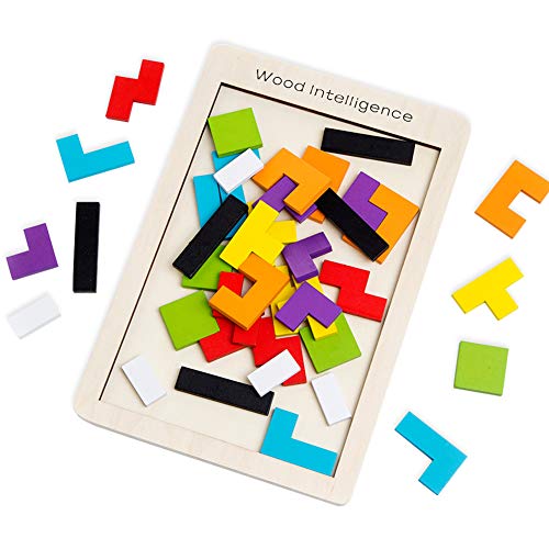 Buself Tetris del Juguete Madera Juguete Colorido Juguetes Educativos 40 pcs para Niños Regalos