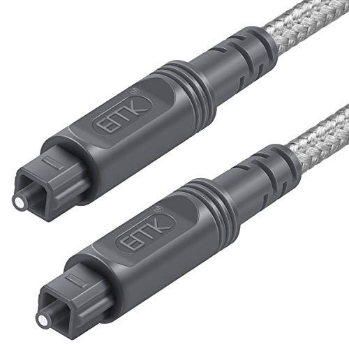 Cable de Audio óptico Digital Toslink – [Nailon Trenzado Chaqueta, Durable y Flexible] EMK Cable de Fibra óptica para Home Theater, Barra de Sonido, TV, PS4, Xbox y más 1M