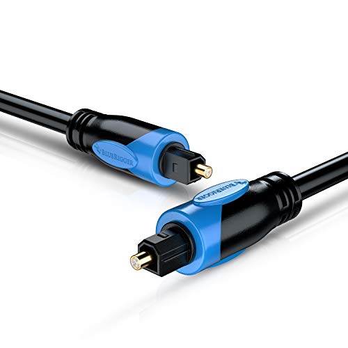 Cable de Audio óptico Digital ToslinkBlueRigger (1,8 M / 6 Ft) Cable de Fibra óptica S/PDIF con contactos chapados en Oro - para Playstation, Xbox, PS4, PS3, Sky Q, Sky HD, HDTV, DVD, BLU-Ray, AV Amp