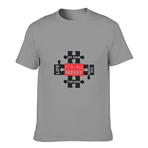 Camiseta de algodón para hombre, diseño con texto en alemán "Mein Haarhaus Das Kinderlebe" Gris oscuro. S