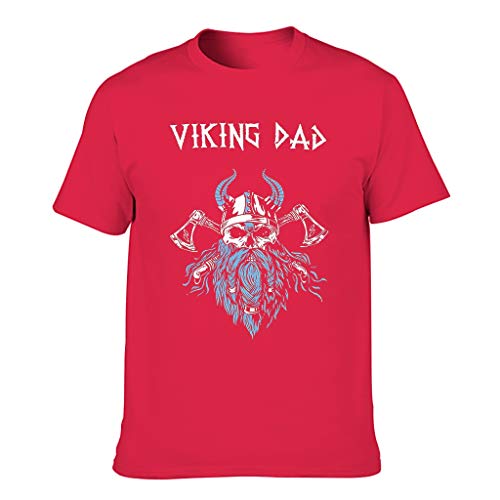 Camiseta de manga corta para hombre, diseño vikingo, papá, vikingo, Odin y piratas Red1 XXL