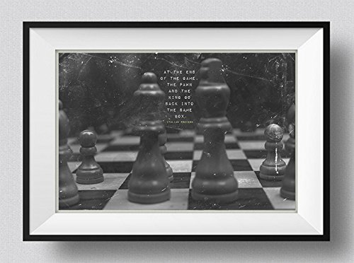 Chess / Ajedrez Póster Motivacional 06 "At the end of the game..." Art Print Afiche Foto Regalo motivación Cita Italian Proverb - Dimensiones: 38cm x 25cm