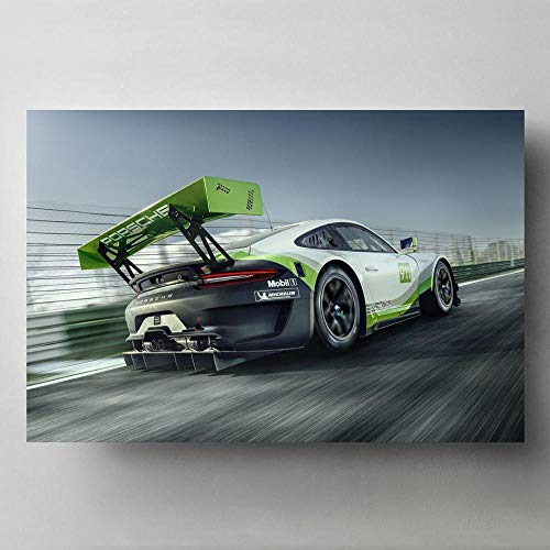Coche de carreras Porsche 911 GT3 R Sport Car Wall Art Posters e impresiones Pinturas de lienzo modernas para decoración de sala de estar Sin marco-60x80cm