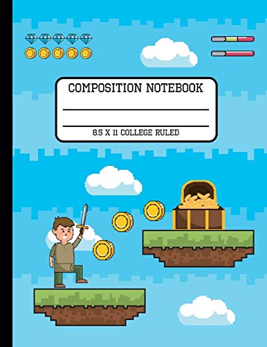 Composition Notebook College Ruled: Video Game Trendy Pixel Back to School Writing Book for Students and Teachers One Subject 8.5 x 11 Inches