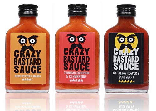 Crazy Bastard Sauce - Set of 3 - Ghost Pepper, Trinidad Scorpion y Carolina Reaper