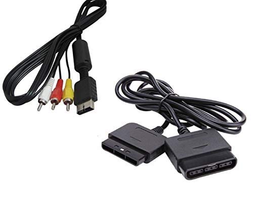 DARLINGTON & Sohns Juego de cables para Playstation 2, PS1, PS2, cable de TV y cable alargador para mando de mando