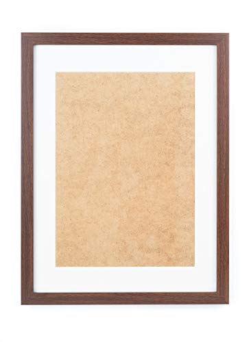 Deko Studio Marco de fotos de madera auténtica de 30 x 40 cm con tablero para fotos de tamaño A4, fabricado en la UE con cubierta de cristal (marrón)