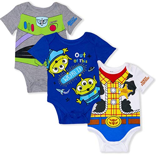 Disney 3-Pack Toy Story Infant Baby Boy Onesies with Woody, Buzz, Aliens