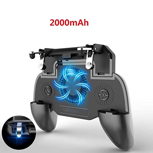 DLXX Nuevo Joystick móvil Gamepad para PUBG Cooler Fan L1 R1 Shooter Controller Handle Smartphone Trigger con 2000 / 4000mAh Power Bank, Tipo A 2000mAh, España