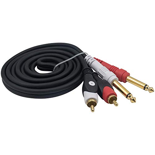 Duttek - Cable RCA a 1/4 (6,35 mm, conector estéreo TRS macho a 2 RCA macho, adaptador divisor de audio macho de 1,5 m)